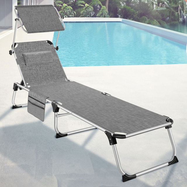 tectake Aurelie Mottled Grey 6 Position Backrest Sun Lounger - Size: 1 Seater - Wilko - image 1