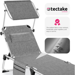 tectake Aurelie Mottled Grey 6 Position Backrest Sun Lounger - Size: 1 Seater - Wilko - thumbnail 6