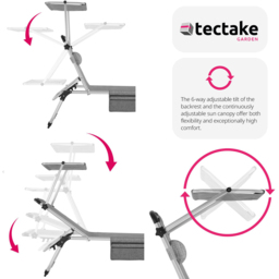 tectake Aurelie Mottled Grey 6 Position Backrest Sun Lounger - Size: 1 Seater - Wilko - thumbnail 5