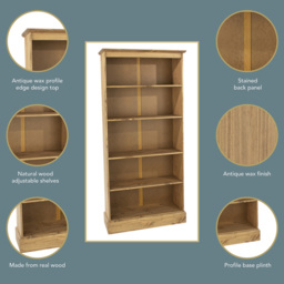 Core Products Corona 5 Shelf Pine Tall Bookcase - Brown - Wilko - thumbnail 7