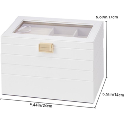 H&O Direct 4 Tier White Jewellery Storage Box with Transparent Lid - Size: 17 x 24 x 14cm - Wilko - thumbnail 6