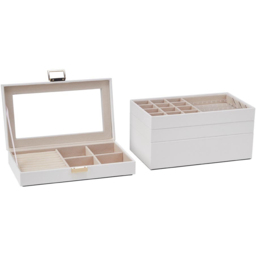 H&O Direct 4 Tier White Jewellery Storage Box with Transparent Lid - Size: 17 x 24 x 14cm - Wilko - thumbnail 4