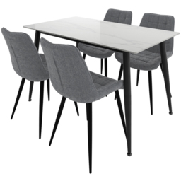 Luna Marble Effect 4 Seater Dining Set White and Grey - LPD Home - Wilko - thumbnail 3