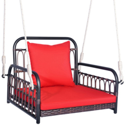 Costway Single Seater Red Garden Swing Chair - Size: 1 Seater - Wilko - thumbnail 4