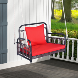 Costway Single Seater Red Garden Swing Chair - Size: 1 Seater - Wilko - thumbnail 5