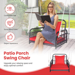 Costway Single Seater Red Garden Swing Chair - Size: 1 Seater - Wilko - thumbnail 7