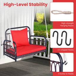 Costway Single Seater Red Garden Swing Chair - Size: 1 Seater - Wilko - thumbnail 6