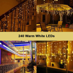 Shatchi 240 Warm White LED Multifunction Clear Cable Icicle Light 5m - Yellow - Wilko - thumbnail 4
