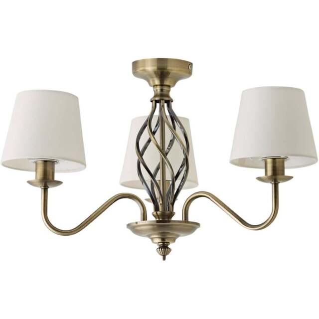 ValueLights Memphis Antique Brass Barley Twist LED Ceiling Lamp - Size: 33 x 55 x 43cm - Gold - Wilko - image 1