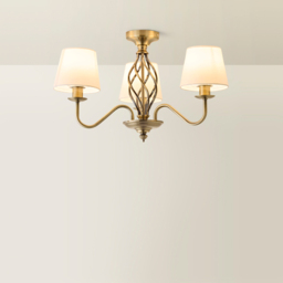 ValueLights Memphis Antique Brass Barley Twist LED Ceiling Lamp - Size: 33 x 55 x 43cm - Gold - Wilko - thumbnail 6