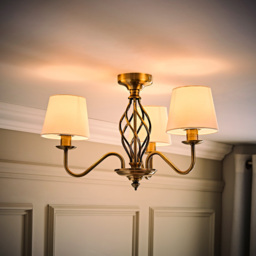 ValueLights Memphis Antique Brass Barley Twist LED Ceiling Lamp - Size: 33 x 55 x 43cm - Gold - Wilko - thumbnail 7