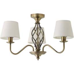 ValueLights Memphis Antique Brass Barley Twist LED Ceiling Lamp - Size: 33 x 55 x 43cm - Gold - Wilko