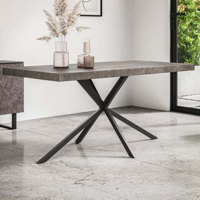 Furniture Online Donni 6 Seater Dining Table Concrete Effect and Black - Wilko - image 1