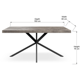 Furniture Online Donni 6 Seater Dining Table Concrete Effect and Black - Wilko - thumbnail 7