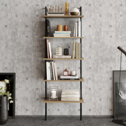 Decorotika Paulina 5 Shelf Black and Oud Bookshelf - Size: 174 x 60 x 22cm - Multi - Wilko - thumbnail 4