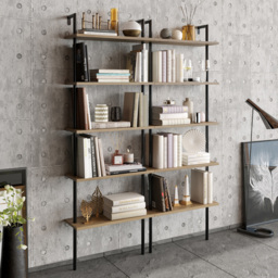 Decorotika Paulina 5 Shelf Black and Oud Bookshelf - Size: 174 x 60 x 22cm - Multi - Wilko - thumbnail 5