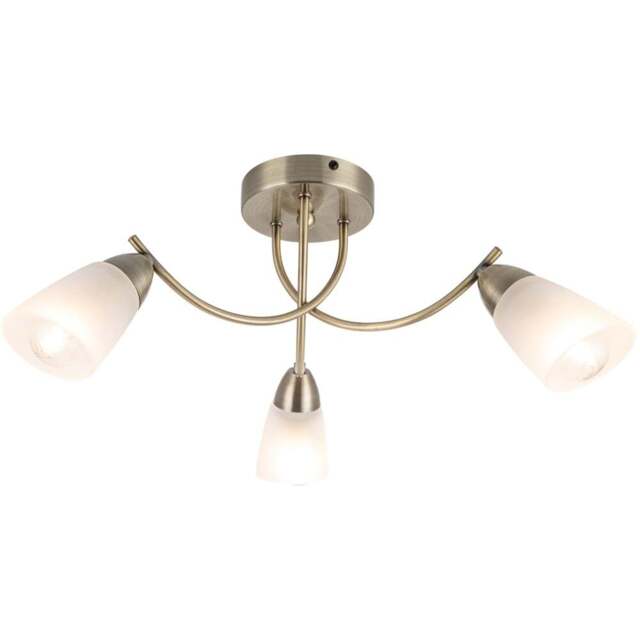 Cosylyte Hallie 3 Light Antique Brass Glass Ceiling Light - Size: 34.5 x 20 x 13.5cm - Gold - Wilko - image 1