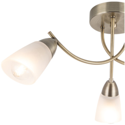 Cosylyte Hallie 3 Light Antique Brass Glass Ceiling Light - Size: 34.5 x 20 x 13.5cm - Gold - Wilko - thumbnail 4