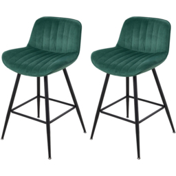 Living and Home Dark Green Flannel Upholstered Bar Stools Set of 2 - Wilko - thumbnail 3