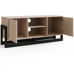 GFW Taite 2 Door 2 Shelf Oak TV Unit - Size: 52 x 124 x 39cm - Brown - Wilko - thumbnail 5
