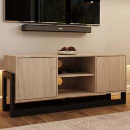 GFW Taite 2 Door 2 Shelf Oak TV Unit - Size: 52 x 124 x 39cm - Brown - Wilko