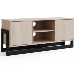 GFW Taite 2 Door 2 Shelf Oak TV Unit - Size: 52 x 124 x 39cm - Brown - Wilko - thumbnail 3