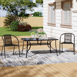 Living and Home Wicker 2 Seater Patio Set - Black - Wilko - thumbnail 6