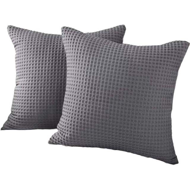 Allure Home Fashions Hotel Graphite Waffle Cushion Cover 2 Pack 65 x 65cm - Grey - Wilko - image 1