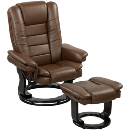 HOMCOM Brown PU Leather Swivel Manual Recliner with Footrest - Size: Single - Wilko - thumbnail 3