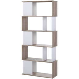 Furniture To Go Maze 5 Shelf Jackson Hickory Oak and White Open Bookcase - Multi - Wilko - thumbnail 6