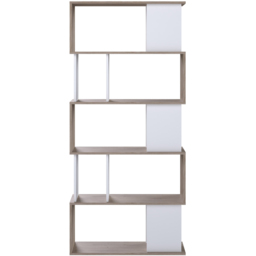 Furniture To Go Maze 5 Shelf Jackson Hickory Oak and White Open Bookcase - Multi - Wilko - thumbnail 4