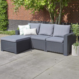 Keter California 3 Seater Graphite Lounge Set - Grey - Wilko - thumbnail 1