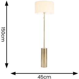ValueLights Lexy Reni Cream Shade Antique Brass LED Floor Lamp - Size: 150 x 45 x 45cm - Gold - Wilko - thumbnail 5