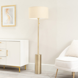 ValueLights Lexy Reni Cream Shade Antique Brass LED Floor Lamp - Size: 150 x 45 x 45cm - Gold - Wilko - thumbnail 4