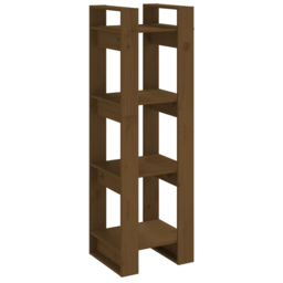 vidaXL 3 Shelf Honey Brown Solid Wood Bookcase - Size: 125 x 41 x 35cm - Wilko - thumbnail 3