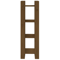 vidaXL 3 Shelf Honey Brown Solid Wood Bookcase - Size: 125 x 41 x 35cm - Wilko - thumbnail 4
