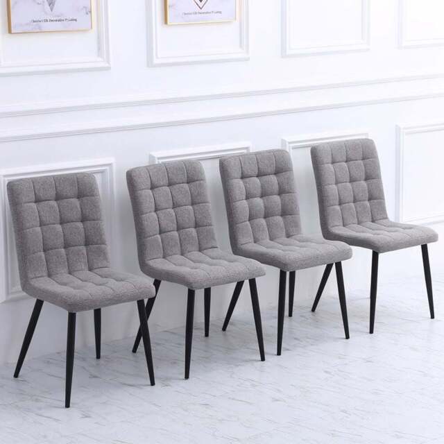 Living and Home Set of 4 Dark Grey Tufted Dining Chair - Wilko - image 1