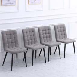 Living and Home Set of 4 Dark Grey Tufted Dining Chair - Wilko