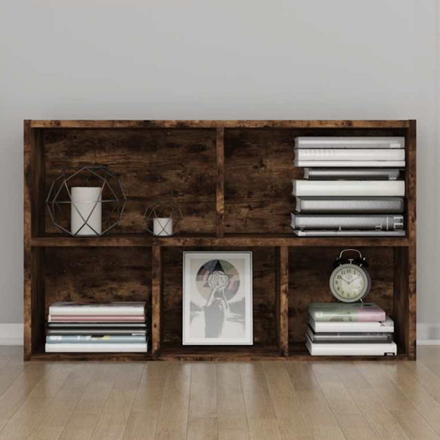 vidaXL 5 Shelf Smoked Oak Bookcase - Size: 80 x 50 x 25cm - Brown - Wilko - image 1