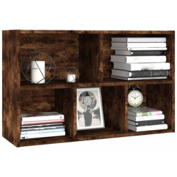 vidaXL 5 Shelf Smoked Oak Bookcase - Size: 80 x 50 x 25cm - Brown - Wilko - thumbnail 6