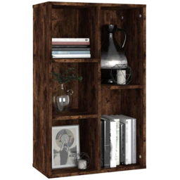 vidaXL 5 Shelf Smoked Oak Bookcase - Size: 80 x 50 x 25cm - Brown - Wilko - thumbnail 5