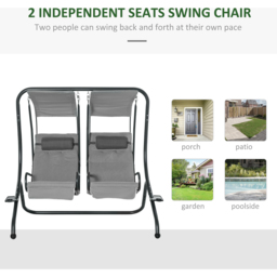 Outsunny 2 Seater Grey Modern Garden Swing Chair with Removable Canopy - Wilko - thumbnail 5