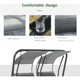 Outsunny 2 Seater Grey Modern Garden Swing Chair with Removable Canopy - Wilko - thumbnail 7