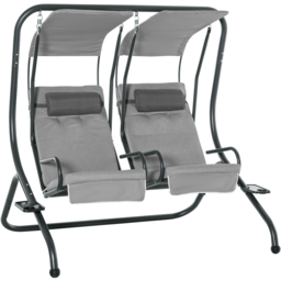 Outsunny 2 Seater Grey Modern Garden Swing Chair with Removable Canopy - Wilko - thumbnail 3