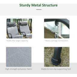Outsunny 2 Seater Grey Modern Garden Swing Chair with Removable Canopy - Wilko - thumbnail 6