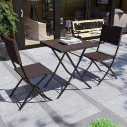 Garden Vida Capri Rattan Effect 2 Seater Bistro Set Brown - Wilko - thumbnail 1