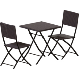 Garden Vida Capri Rattan Effect 2 Seater Bistro Set Brown - Wilko - thumbnail 3