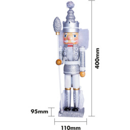 St Helens Silver and White Christmas Nutcracker with Staff - Size: 9 x 11 x 40cm - Multi - Wilko - thumbnail 6