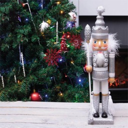 St Helens Silver and White Christmas Nutcracker with Staff - Size: 9 x 11 x 40cm - Multi - Wilko - thumbnail 3