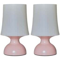 ValueLights Colmar 2 Pack Pink Table Lamp - Size: 20.6 x 10 x 10cm - Wilko